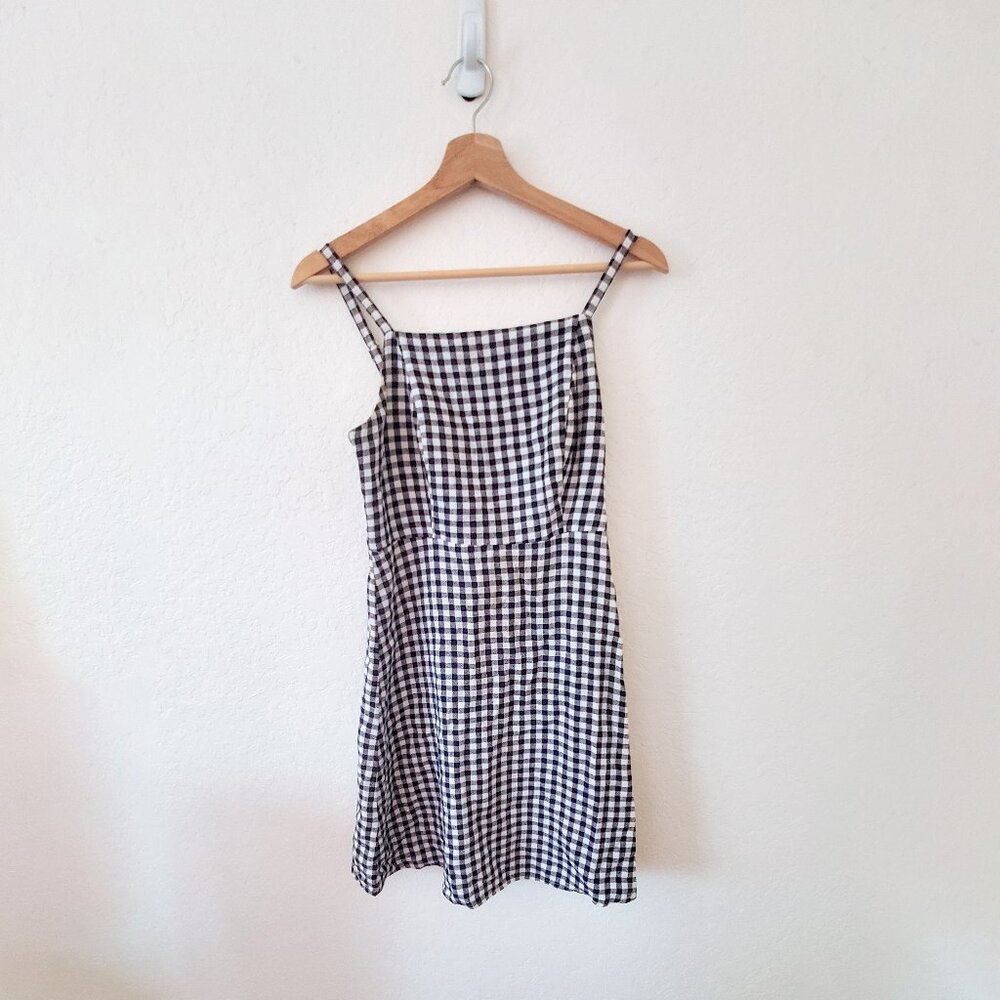 Gingham Dress Dark Blue & white pattern